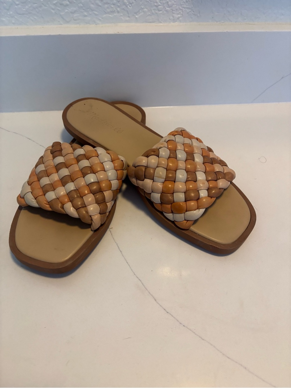 Madewell Suzi Slide Sandal in Multi Woven Leather 
